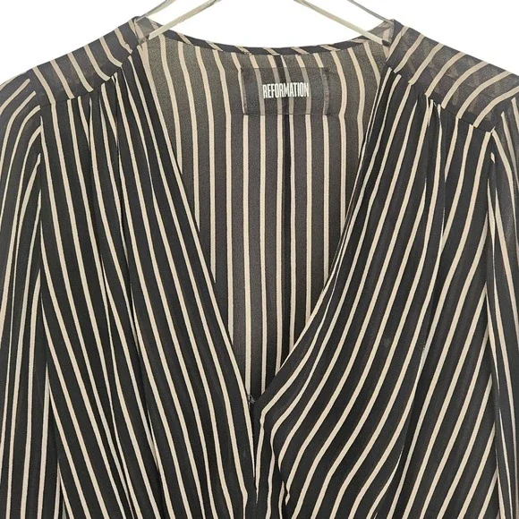 Reformation Black and White Striped Blouse - Picture 5 of 9